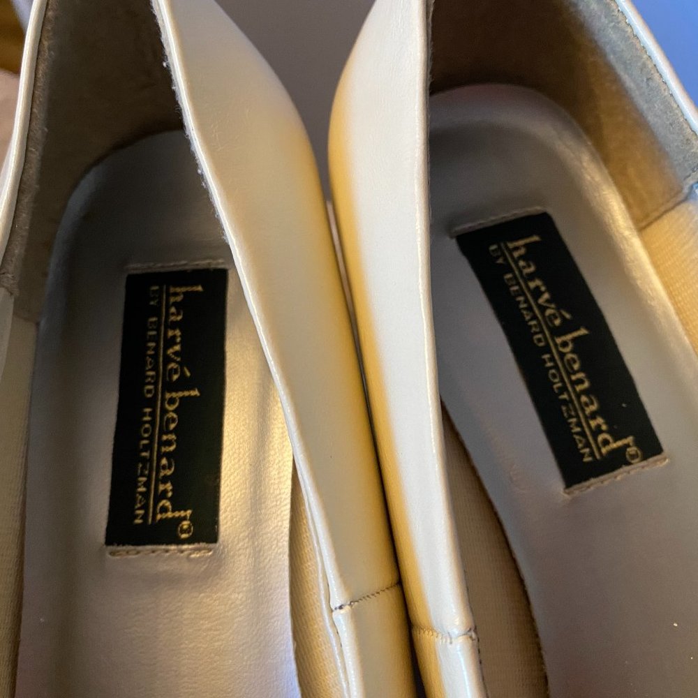Harve Bernard Vintage Square Toe Heels Winter White 10W - Picture 7 of 8